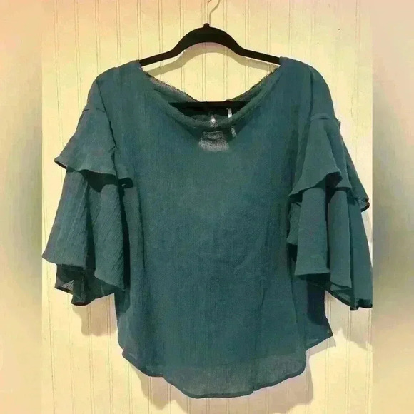 Free people boho oversized ruffle sleeve top NWT SZ. Xs. Lagan look - Picture 5 of 8